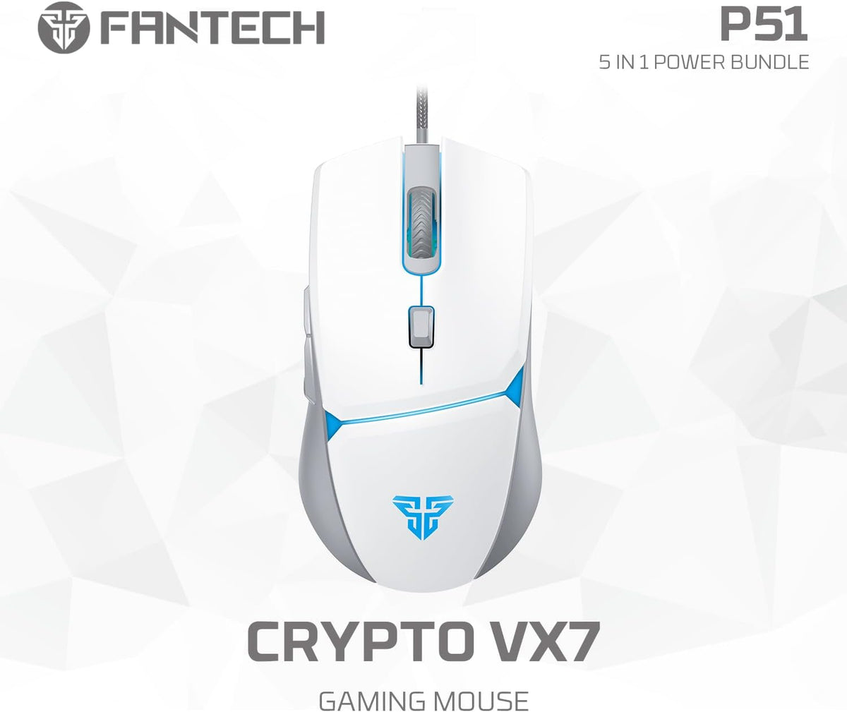 FANTECH P51S 5-in-1 Gaming Combo: LED Backlit Keyboard Mouse Headset, White