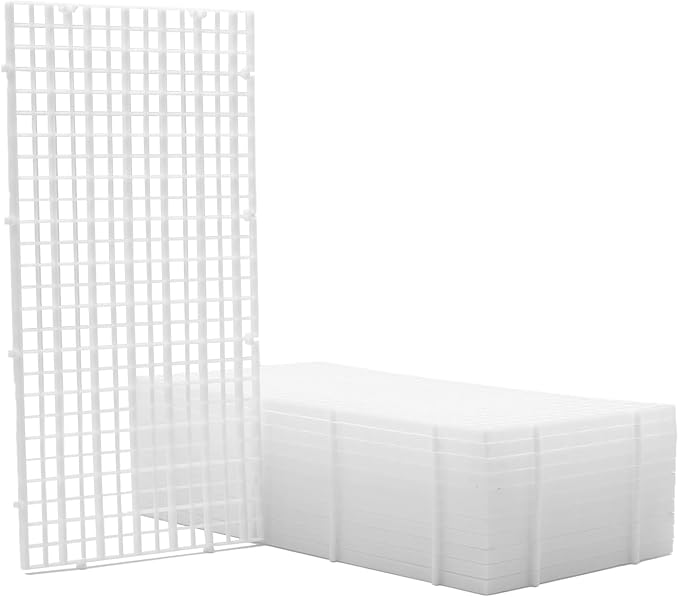 LINLAN 12 Pieces 5.9x11.8in (15X30cm) Aquarium Grid Plastic, Fish Tank Divider, Egg Crate for DIY Filtration and Bottom Protection in Aquascaping (White-No Accessories)