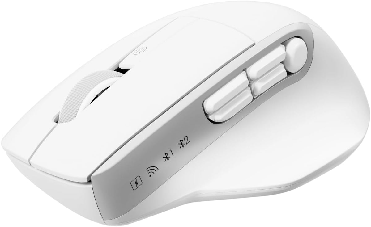 MEETION Wireless Mouse with 5 Side Buttons, Dual Mode Silent, White