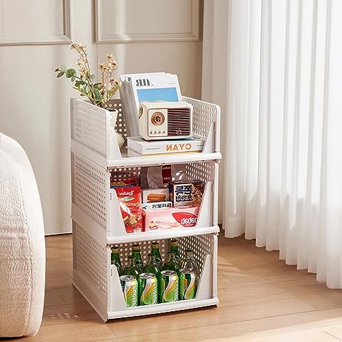 yazi 5XL Stackable Plastic Closet Storage Baskets