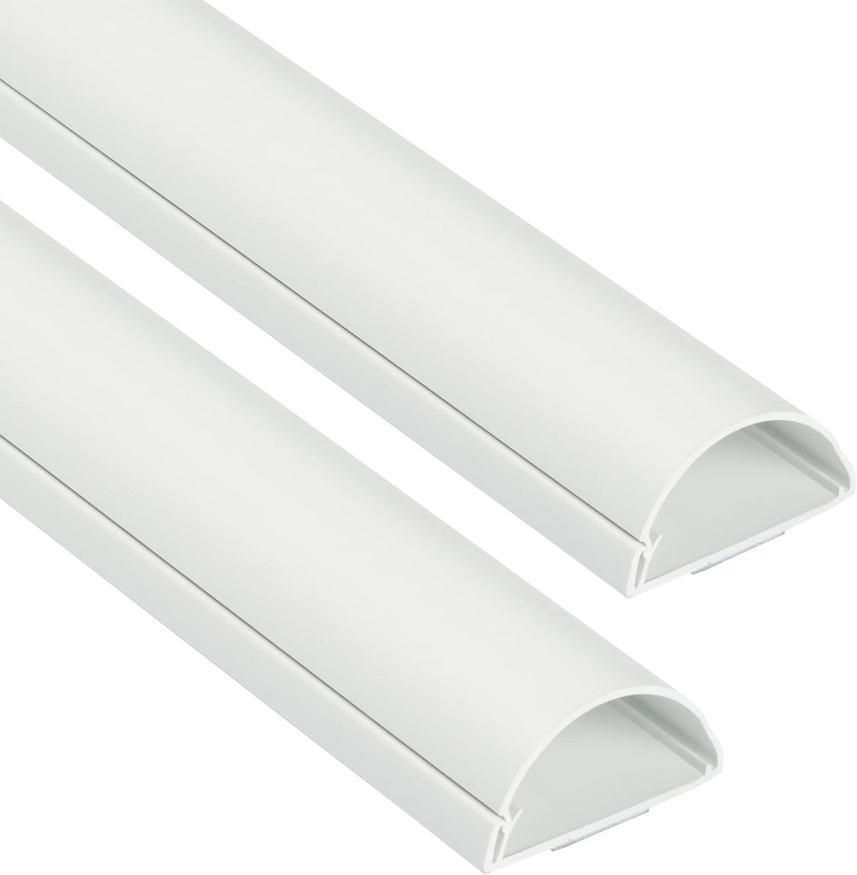D-Line Half Round Cord Hider, Patented Cable Cover, Hide TV Wall Mount Wires, Raceway for Cords, Decorative Wire Covers, Paintable, Adhesive Cable Concealer, 2X 2in W x 1in H x 39in L, White