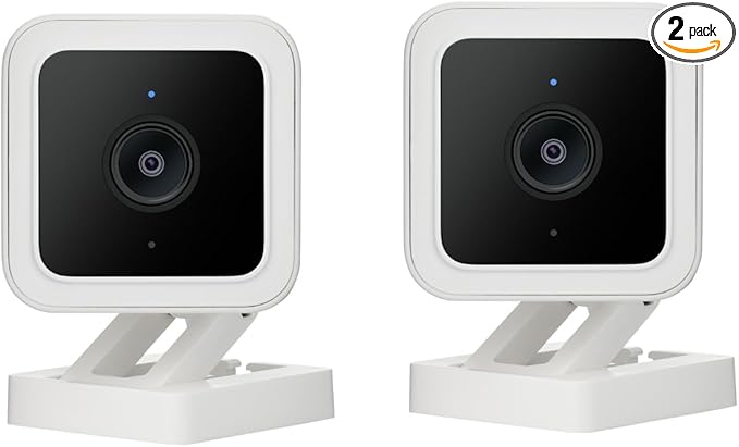 Cam v3 Security Camera for Pets, 1080p Color Night Vision Motion & Sound Detection Indoor/Outdoor Home Security Camera, Compatible with Alexa & Google, 2-Pack