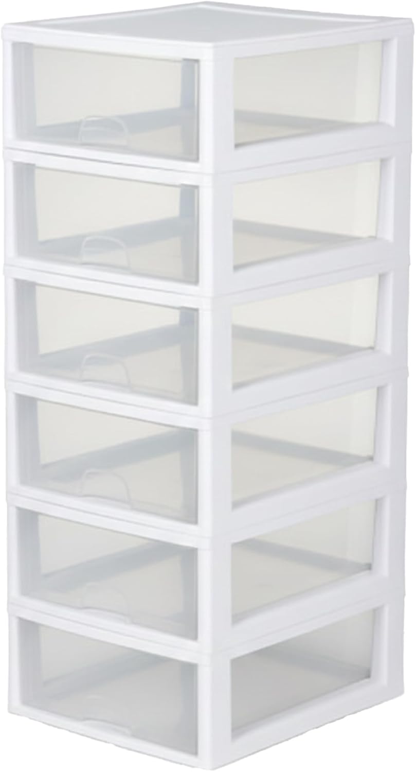 Sterilite Stacking Drawer Storage Organizer for Clothes, 16 Quart, 6-Pack