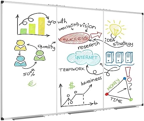 XBoard Extra Large Magnetic Whiteboard 118 x 48 Inch, 10' x 4' Oversized Foldable Dry Erase White Board for Wall with Marker Tray | Aluminum Frame