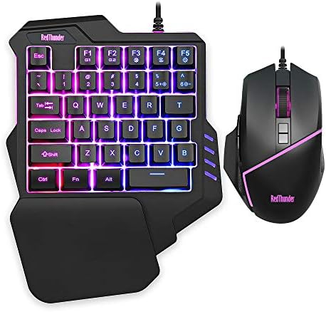 RedThunder One-Handed RGB Gaming Keyboard and Mouse Combo, 35 Keys Mini Gaming Keypad, 6400 DPI Mouse, Portable Game Controller for PC Gamer