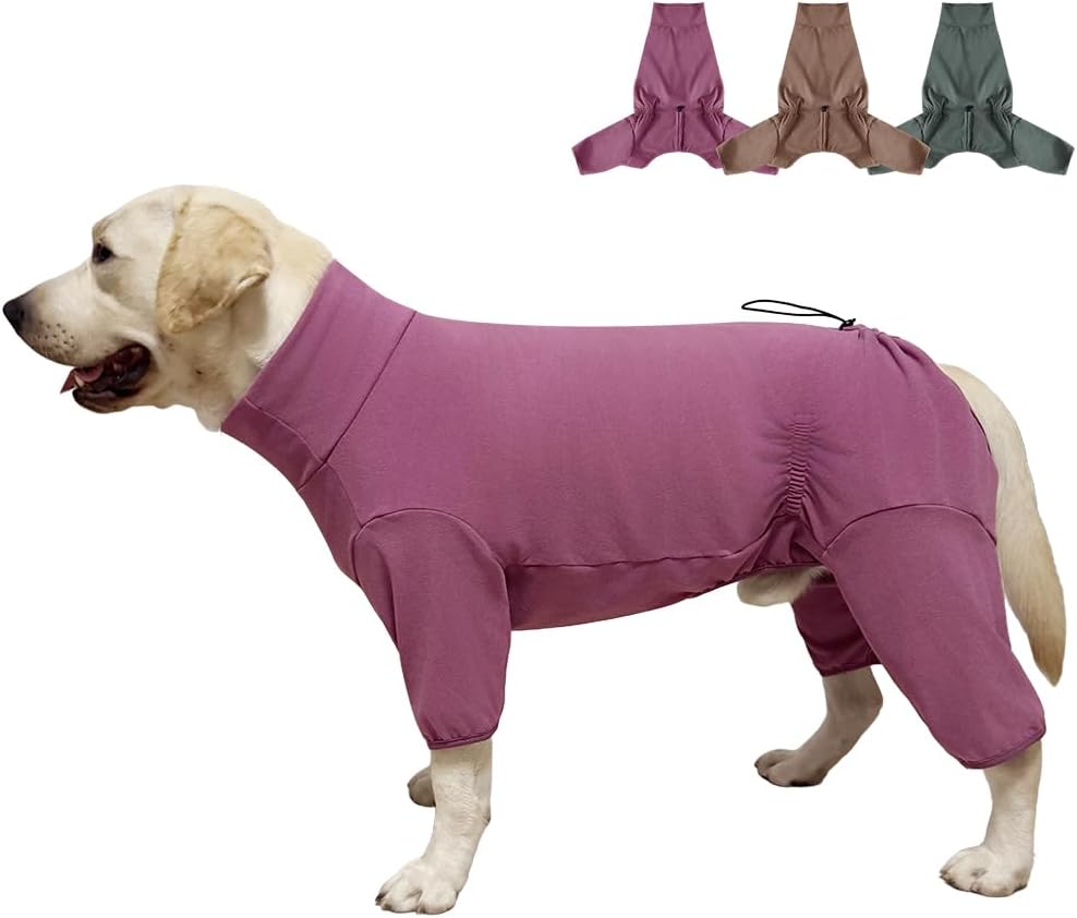 Dog Pyjamas PJS Sweater Clothes and Home Clothing Suitable for Medium to Large Breeds of Dogs, Dog Neutering Suits, Extra-Large Stretch Fabric, Four-Legged Clothes(Thickened Red, 2XL)