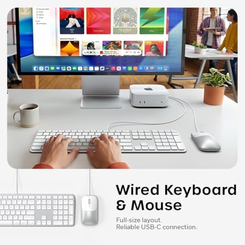 Satechi Slim CLX3 Wired Keyboard & Mouse Combo, USB-C, Silver