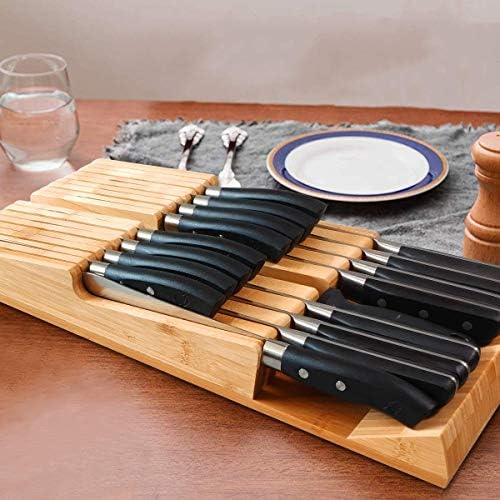 NIUXX Bamboo In-Drawer Knife Block Set for 16 Knives(Not Included)