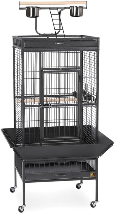 Suburban Sophistication Playtop Bird Home with Spacious Design, Durable Materials, Removable Perches Black/Small