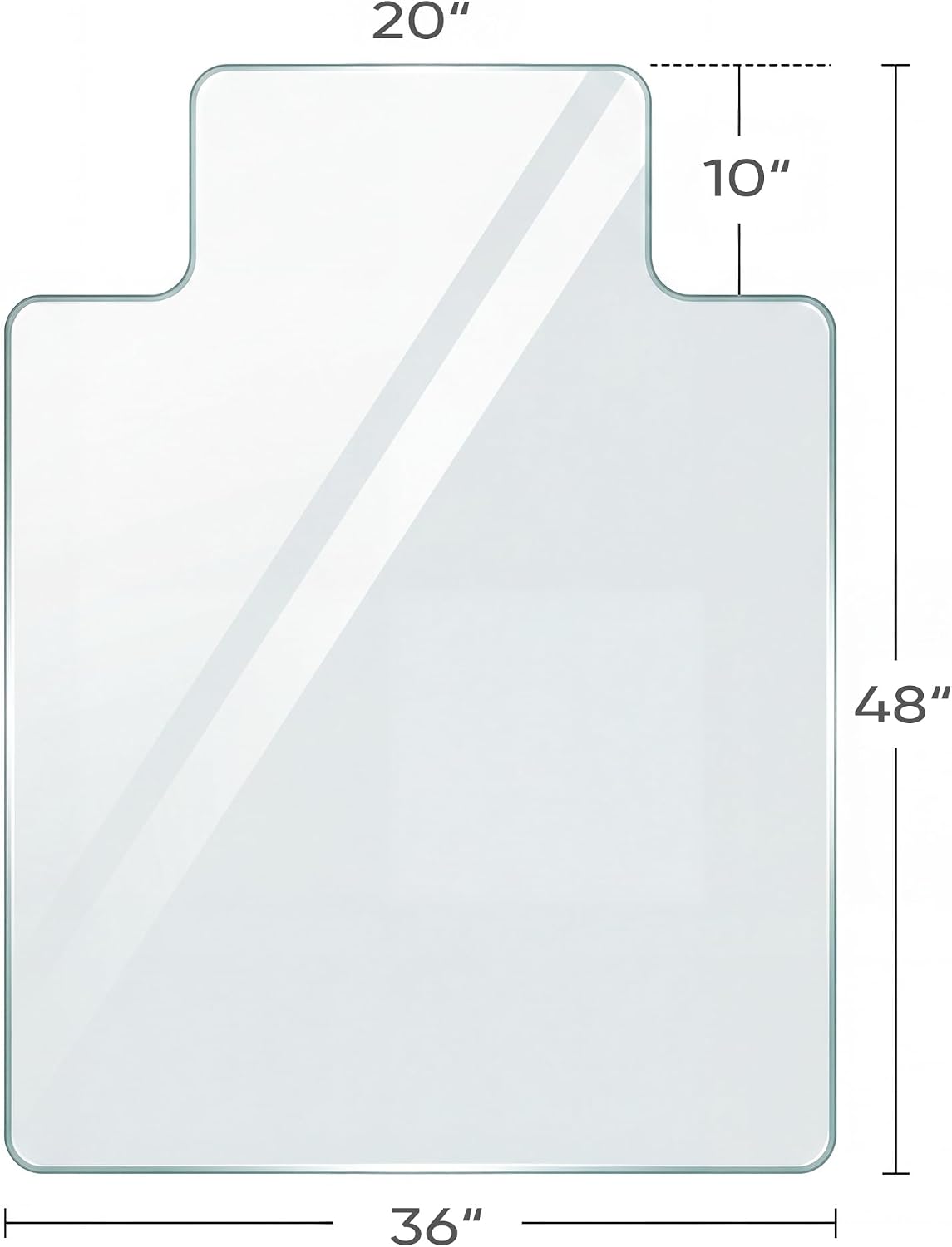 Antok 36"x48" Irregular Tempered Glass Chair Mat for Carpet & Hardwood