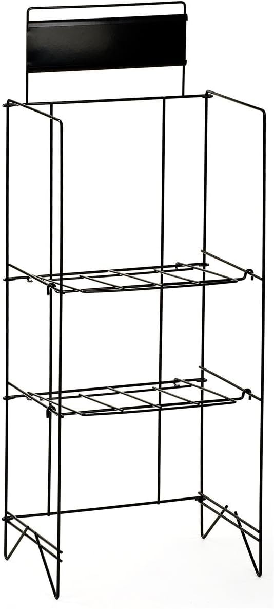 Displays2go 46" H Wire Newspaper Stand, Black