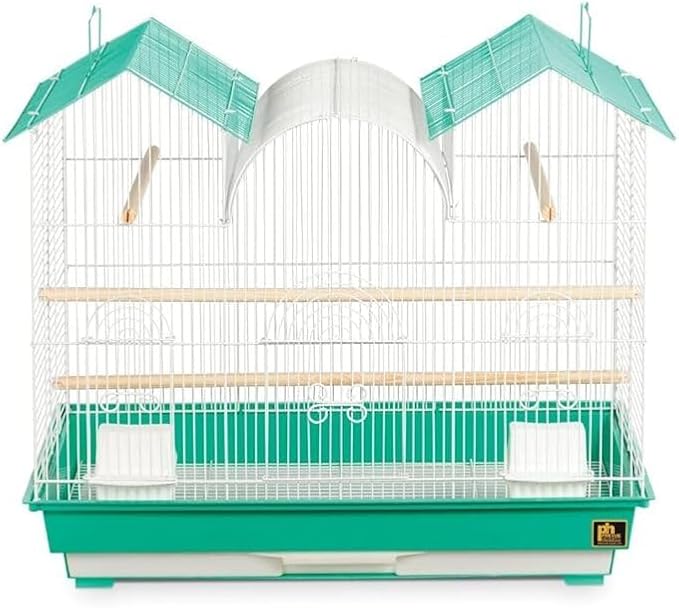 Renaissance Rhapsody Triple Roof Bird Cage with Elegant Multi-Tiered Design, Durable Construction, Spacious Interior Green