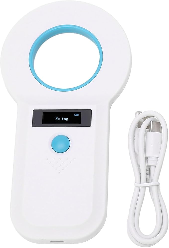 BRRNOO Microchip Scanner, Pet Microchip Scanner Pet ID 134.2KHz 125KHz Chip Rechargeable Animal Card Reader with Storage Function for Pets