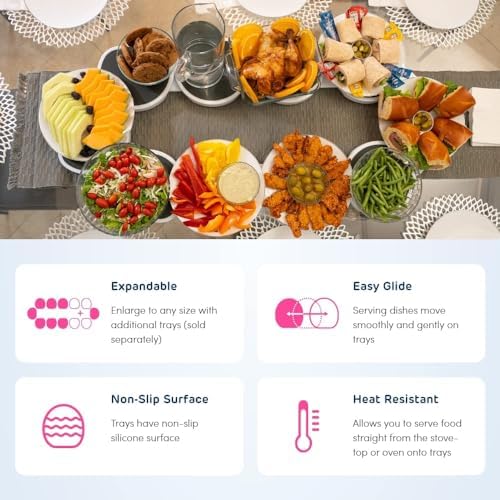 Light Gray- The Lazy Susan Revolution - The First Patented Lazy Susan Turntable Expandable for Rectangular & Oblong Tables - Kitchen & Dining Tables - Great Gift! Parties & Gatherings