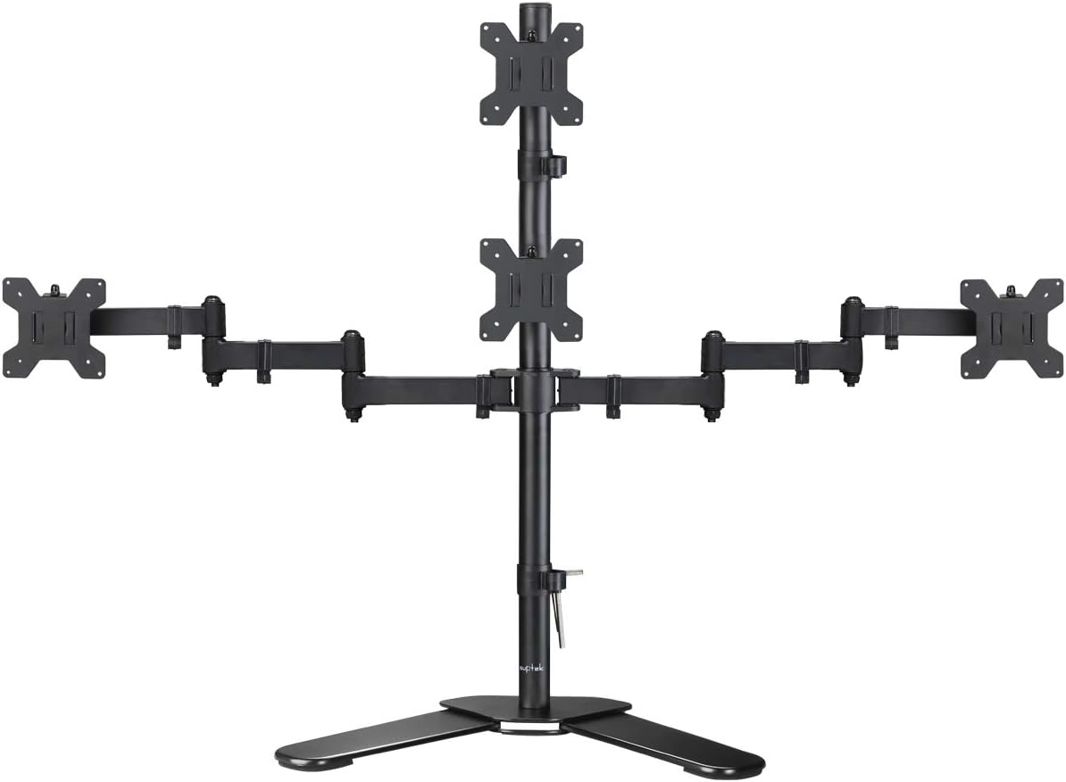 Suptek Quad LED LCD Monitor Stand up Free-Standing Desk Stand Extra Tall 31.5" Pole Heavy Duty Fully Adjustable Mount for 4 (3+1) / Four Screens up to 27 inch (ML6864)