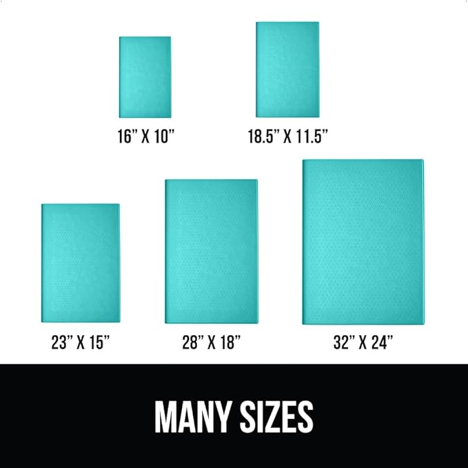 GORILLA GRIP 100% Waterproof Raised Edge BPA Free Silicone Pet Feeding Mat, Dog Cat Food Mats Contain Spills Protects Floors, Placemats for Cats and Dogs Water Bowl, Pets Accessories 28x18 Turquoise