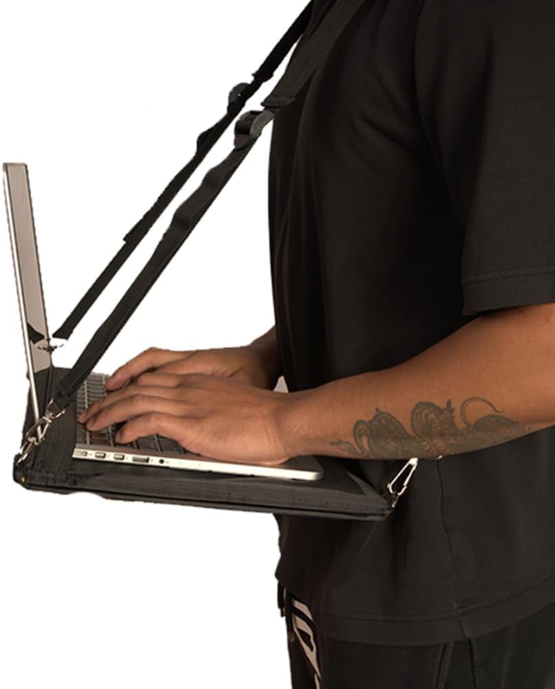 Portable Laptop Harness for Walking – Adjustable Secure Walking Laptop Harness Easily fits upto-16-inch with Flexible Strap