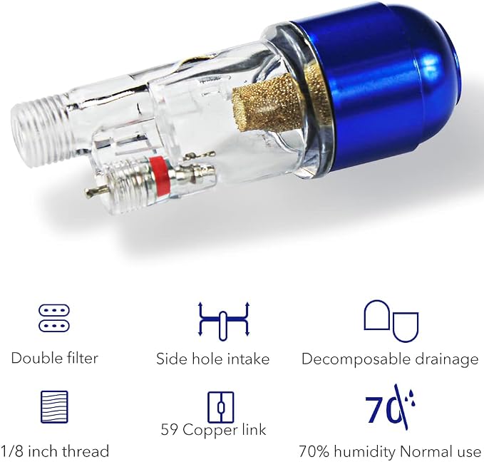 HUBEST New Airbrush Filter 1/8'' Comfortable Handy in-Line Mini Air Filter