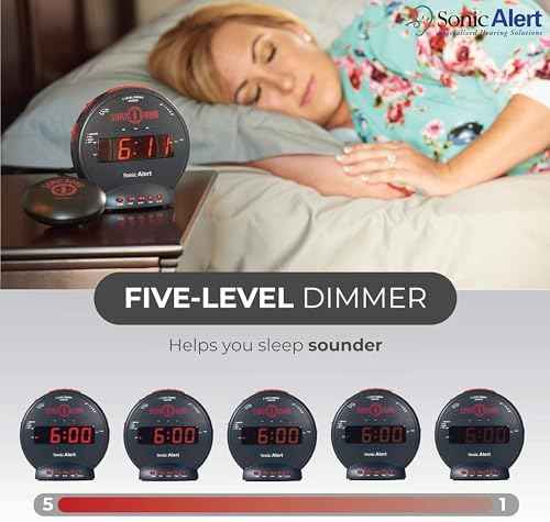 Sonic Bomb Dual Extra Loud Alarm Clock with Bed Shaker, Black | Sonic