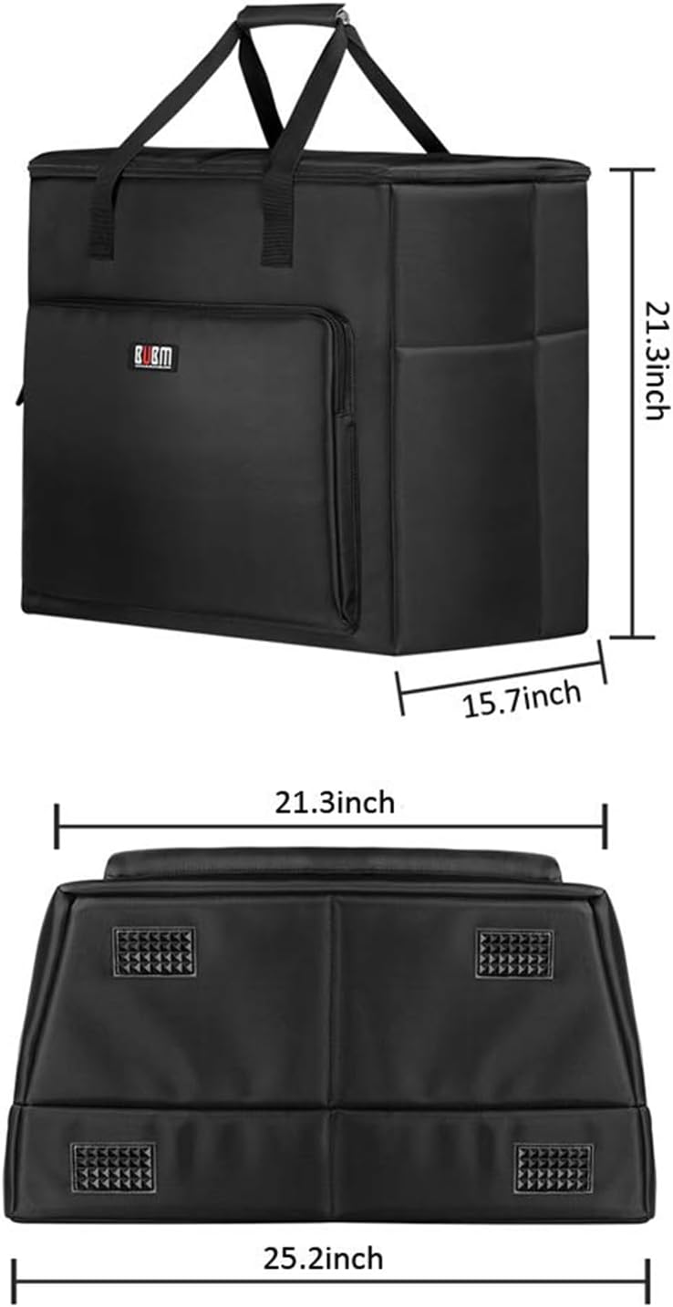 BUBM Desktop Computer Carrying Case, Padded Nylon Carry Tote Bag for Transporting Computer Tower PC Chassis,Monitor(Up to 27 inch),Keyboard,Cable and Mouse
