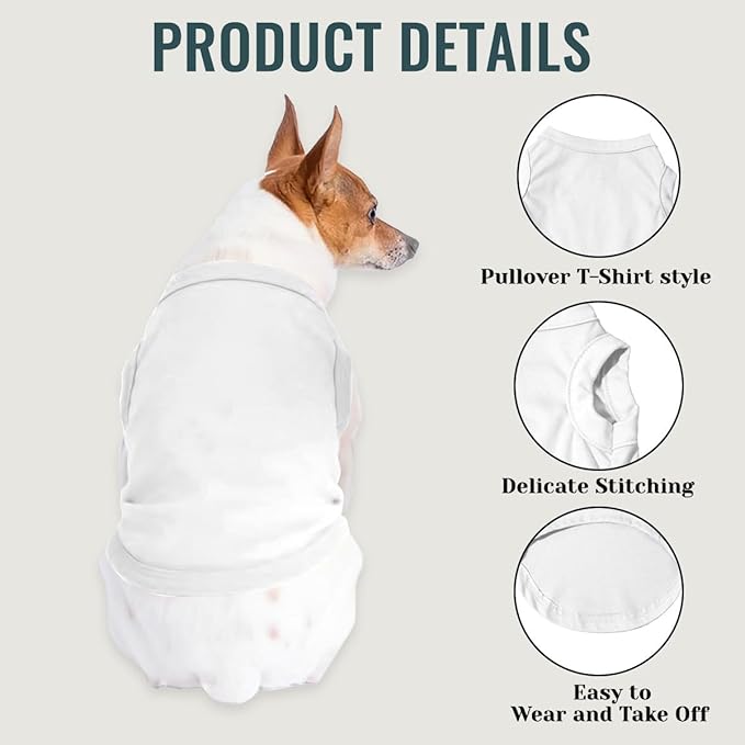 Custom Dog Shirt Pet T Shirts for Small Medium Large Dogs Customized Clothes with Image Logo Text Breathable Sleeveless Tank Top Personalized Outfits Puppy Apparel White, S