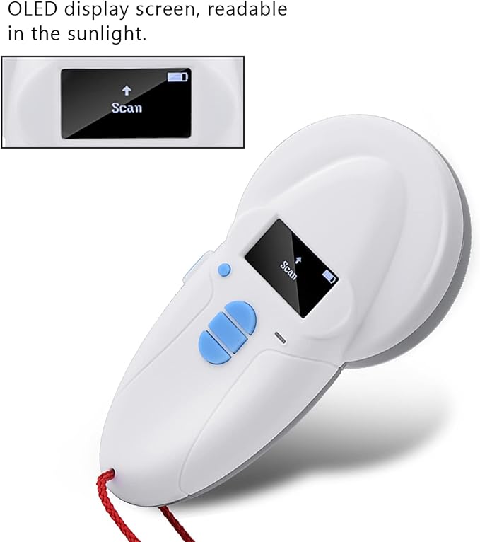 aqxreight Handheld Rechargeable Animal Chip ID Reader Microchip Scanner 1000 ID Up You Upload and ISO11784 FDX A FDX B Chips EM4102 Reading Save Pet ReaderAnimal ReaderPet