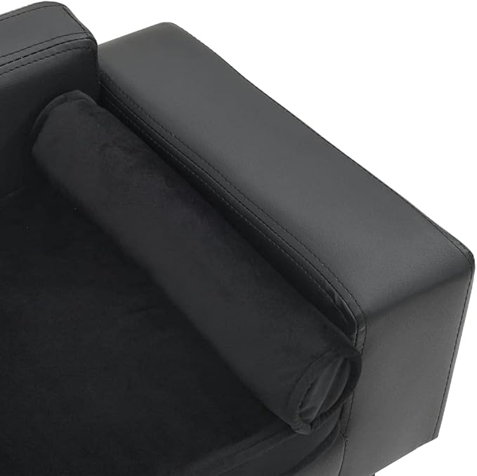 YAFF Dog Bed for Small Dogs Dark Gray Plush and Faux Leather Dog Sofa Pet Bed Puppy Bed for Cats and Small Dogs Beds Furniture 31.9"x16.9"x12.2"
