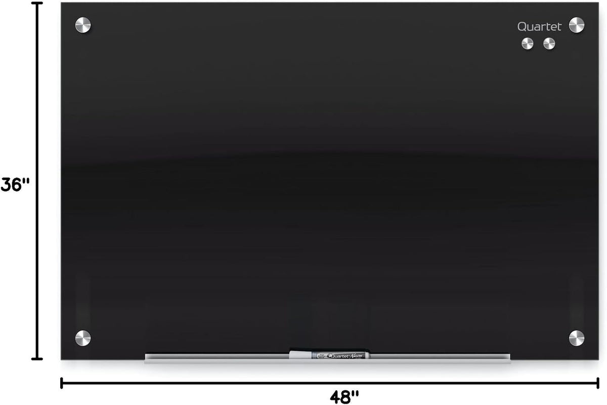 Quartet Magnetic Dry Erase Board, 48" x 36" Glass Whiteboard for Wall, Infinity, Black (G4836B)
