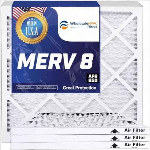 20x21x1 Air Filter (MERV 8) (4-Pack) King Dust & Allergy Control AC Furnace Filters, MADE IN USA, HVAC, Pleated, Electrostatic (Actual Size: 20 x 21 x .75)