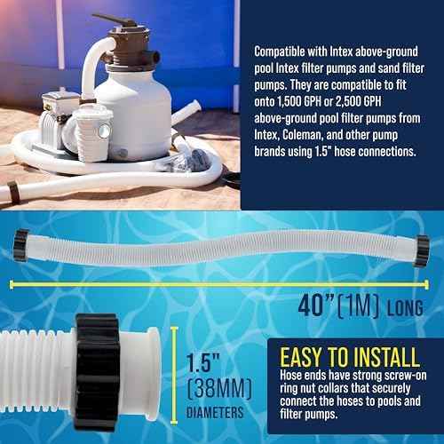 U.S. Pool Supply Above Ground Pool Hose Replacement 1.5" Diameter x 40"