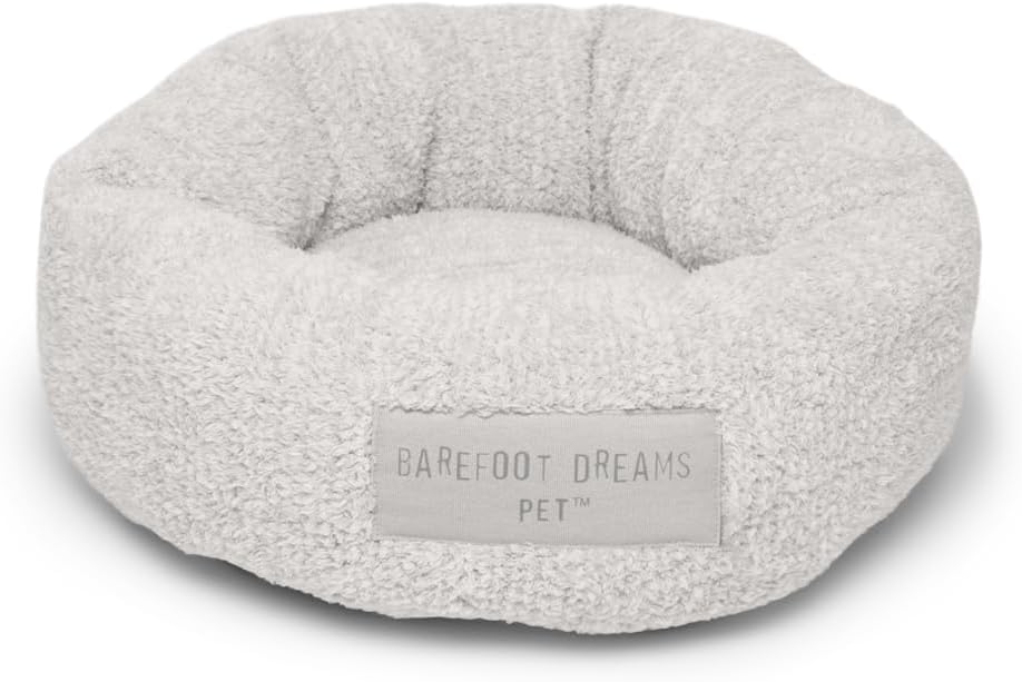 Barefoot Dreams CozyChic Round Pet Bed, Dog Accessories, Pearl/Silver-Small