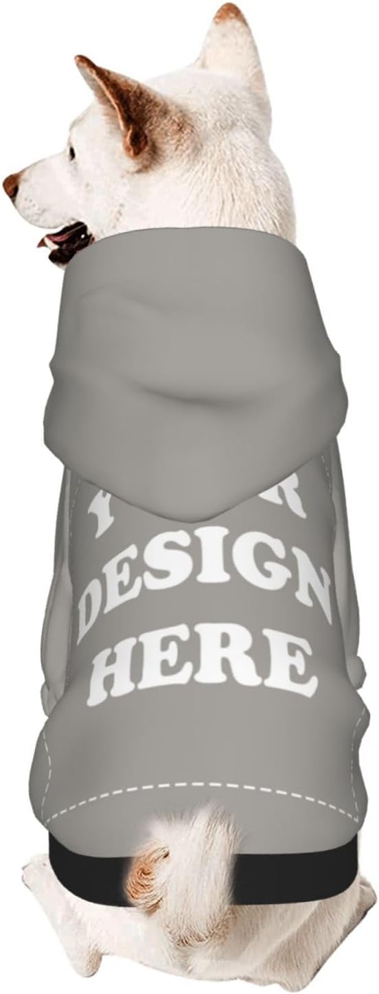 Personalized Chihuahua Dog Hoodie, Custom Pet Warm Sweatshirt Costume with Name Number Photo, Customize ID Clothes for Pupppy Kitten Dogs Cats, Grey, XXS