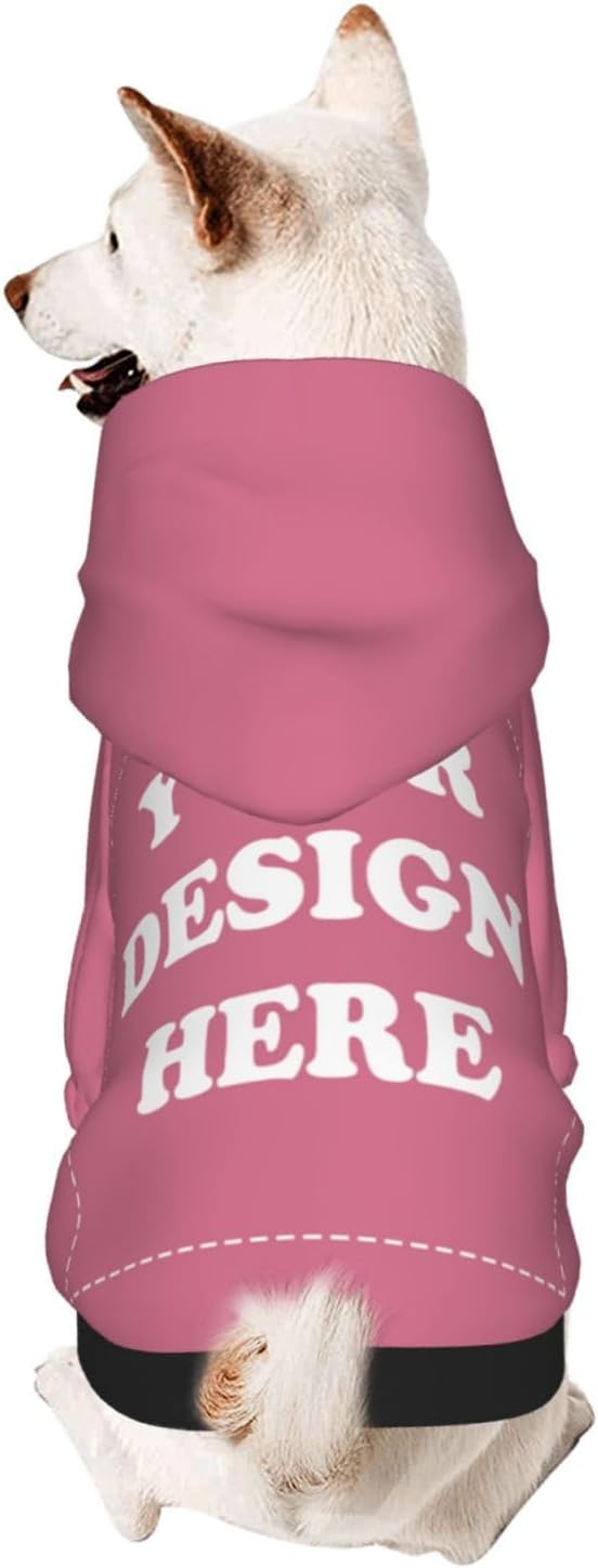 Personalized Chihuahua Dog Hoodie, Custom Pet Warm Sweatshirt Costume with Name Number Photo, Customize ID Clothes for Pupppy Kitten Dogs Cats, DarkPink, XS