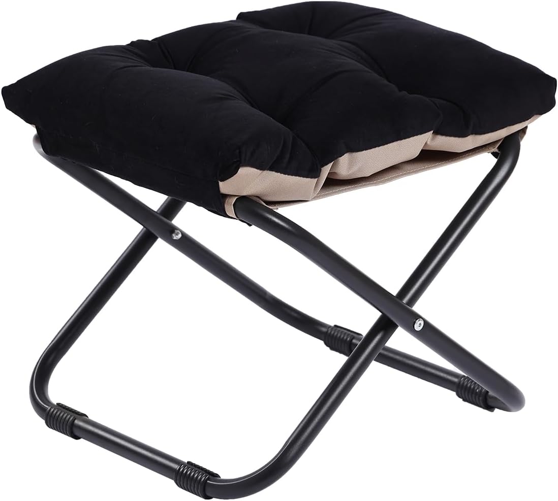 LITA Folding Ottoman, Upholstered Folding Foot Rest Stool for Living Room