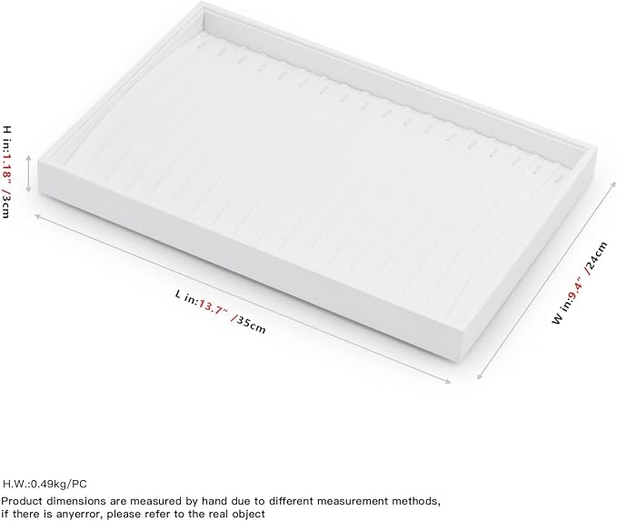 Oirlv Premium White Leather Stackable Jewelry Tray 18 Gird Necklace Bracelet