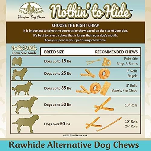 Fieldcrest Farms Nothing to Hide Natural Rawhide Alternative Twist Stix for Dogs - 3 Pack (Chicken, Beef, Peanut Butter) Premium Easily Digestible Chews, Magnet
