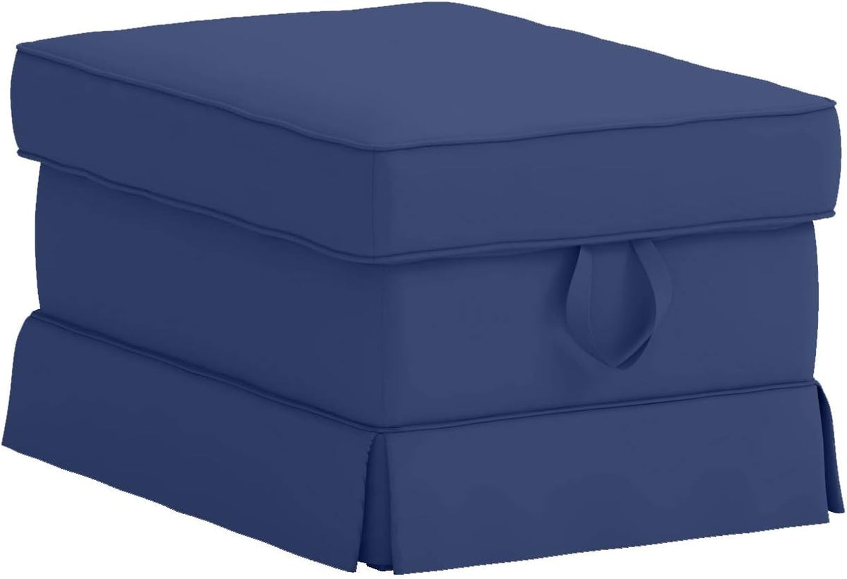 Cotton Ektorp Ottoman Cover Replacement is Custom Made Slipcover Compatible with IKEA Ektorp Footstool Cover (Cotton Blue)