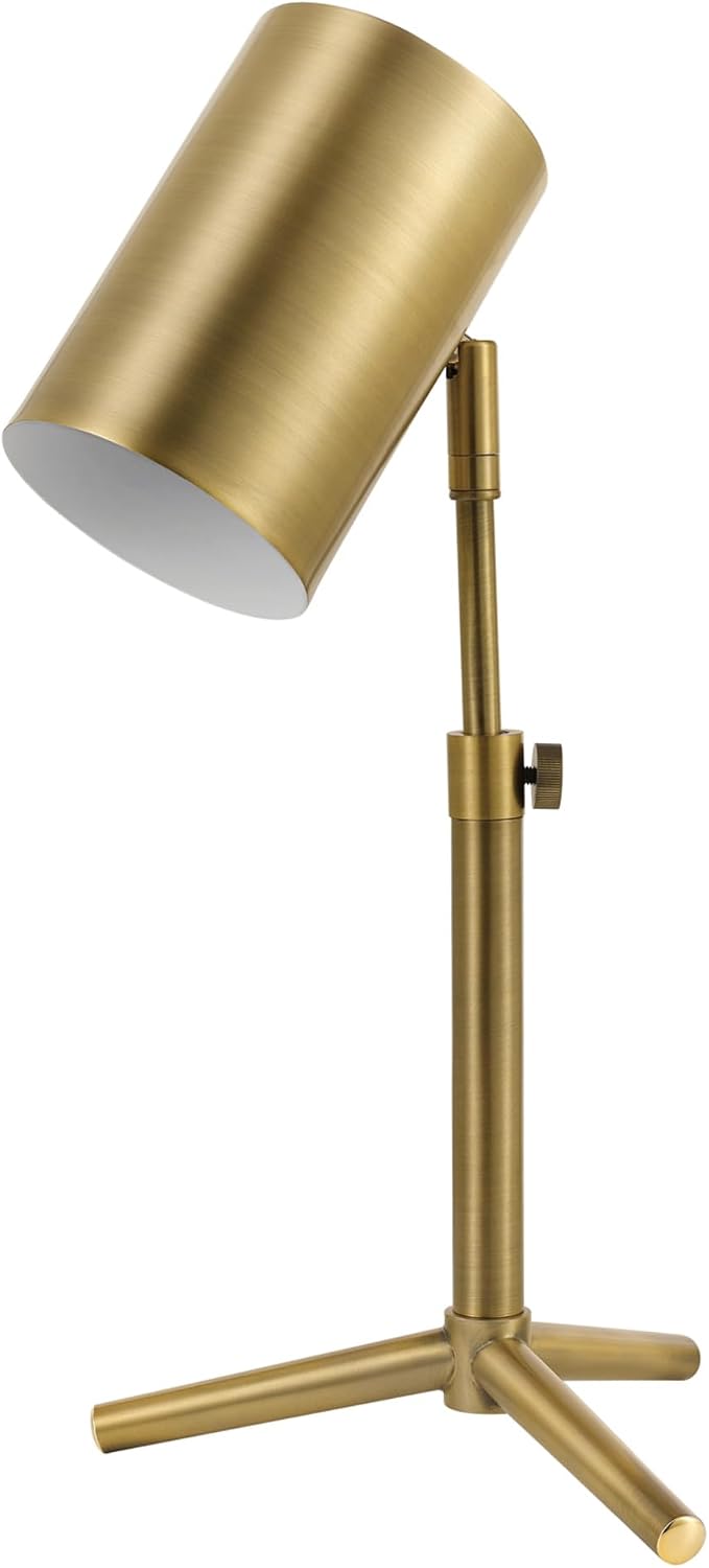 Globe Electric 52097 Pratt 18" Desk Lamp, Matte Brass Finish, Adjustable Height, in-Line Rocker On/Off Switch