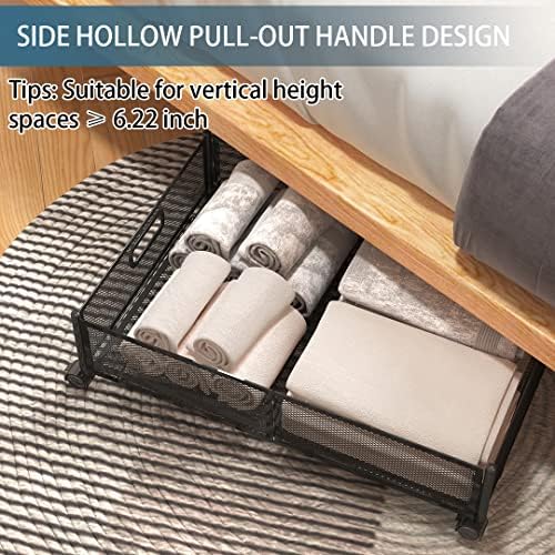 Foldable Bedroom Storage Organization with Handles - Under Bed Storage Containers with Wheels - Bins Drawer for Clothes, Blankets and Shoes
