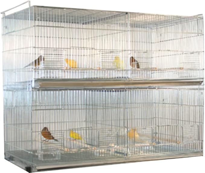 Combo: Galvanized Zinc Plated Stack & Lock Breeder Bird Flight Cage Breeding Nest Door Removable Divider with Rolling Stand (35.5"x18"x19"H-LOT-2-STAND, Galvanized Zinc Plated)
