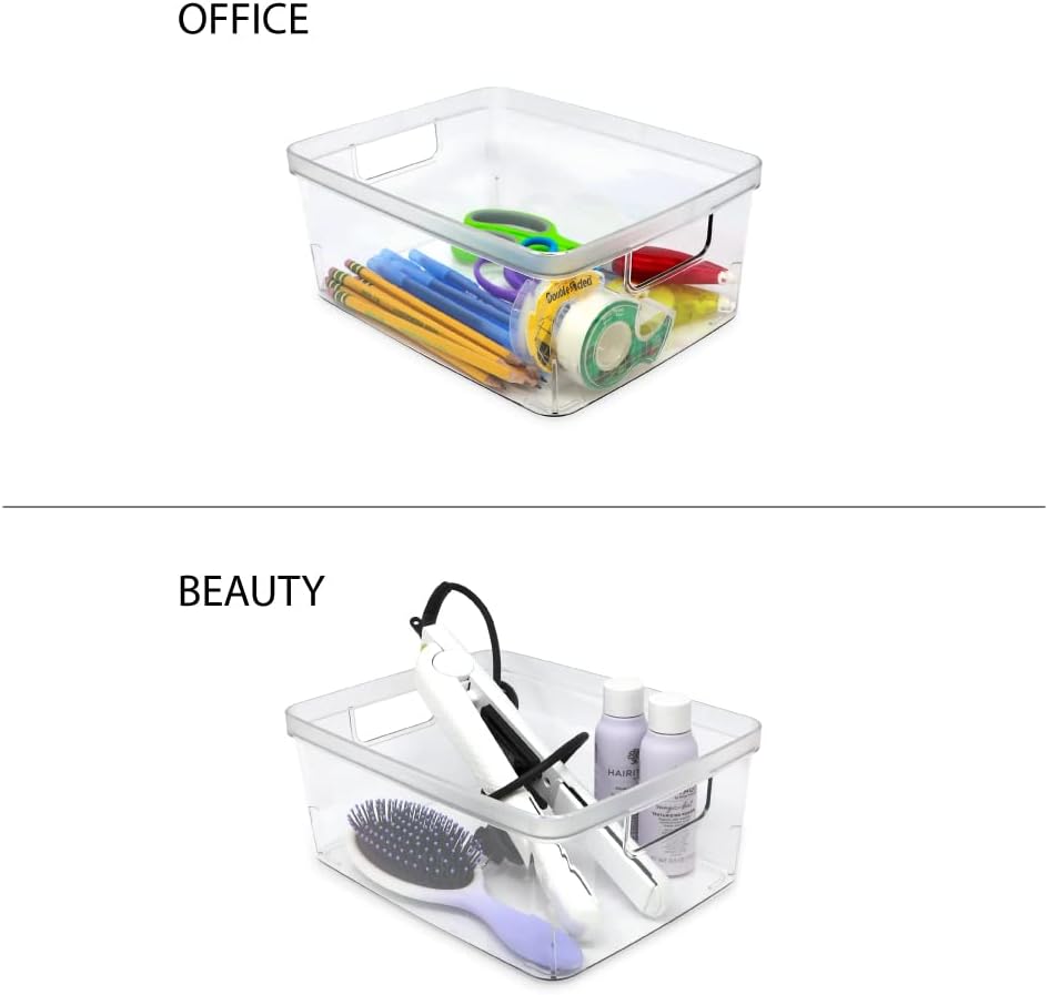 Isaac Jacobs 3-Pack Medium Clear Storage Bins (8” L x 10” W x 4.25” H)