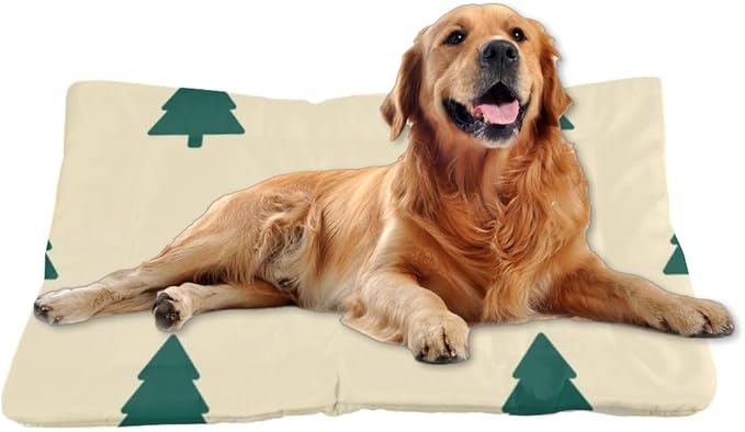 Holiday Minimal Tree Crate Dog Bed Washable Pet Mats Beds for Household Pets Winter Cozy Pet Bed Non- Slip Bottom Dog Friendly Furniture Multi- Scenario Cat Mat Gift Printed Mat 24× 18 Inch