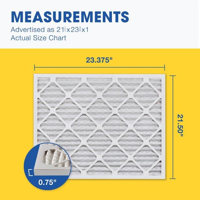 Aerostar 21 1/2x23 3/8x1 MERV 13 Pleated Air Filter, AC Furnace Air Filter