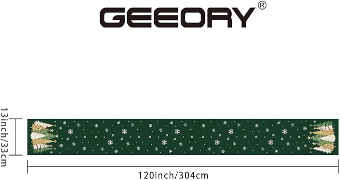 Christmas Table Runner 13x120 Inch, Xmas Trees Snowflakes Holiday Decorative