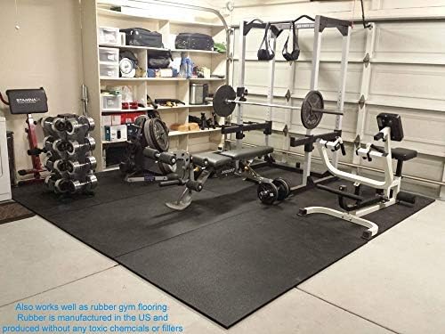 American Floor Mats - Heavy Duty Horse Mats - Slip Resistant, Black, 10' x 10' Set (25 Tiles Total, 0.375" Thick)
