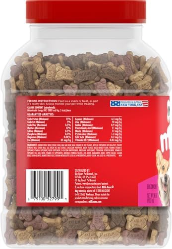 Milk-Bone Flavor Snacks Mini’s Dog Biscuits, Flavored Crunchy Dog Treats, 36 Oz. Canister (Pack of 2)