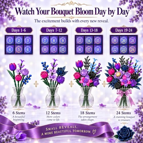 24 Flower Bouquet Advent Calendar 2026 Building Set, Big Gift Box