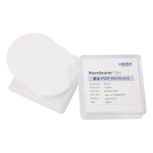 100 Pieces/Pack PVDF Disc Membrane Filters Hydrophilic 47mm Diameter 0.45µm