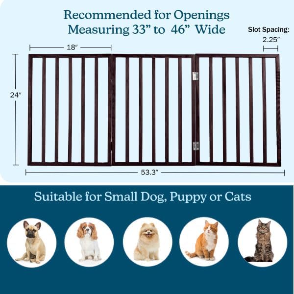 Pet Gate Collection – Dog Gate for Doorways, Stairs or House – Freestanding, Folding, Accordion Style, Wooden Indoor Dog Fence by Petmaker