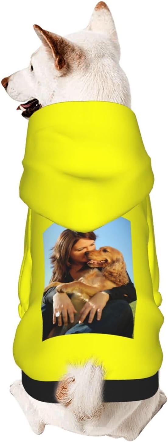 Custom Dog Hoodie Add Your Design Soft & Warm Personalized Photo Text Logo Name Dog Clothes for Puppy Sweatshirt Hooded for Small Medium Large Dogs Girl/Boy Cats Yellow